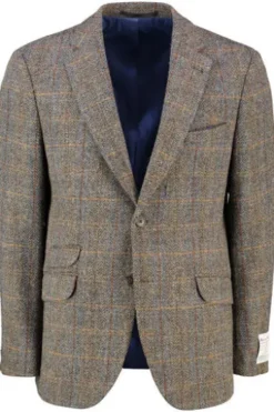 WELLINGTON OF BILMORE Harris Tweed Sakko London green blue herringbone kariert