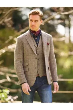 WELLINGTON OF BILMORE Harris Tweed Sakko London walnut check kariert