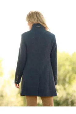 WELLINGTON OF BILMORE Kurzmantel Paula Herringbone navy in Woll-Kaschmir Qualität