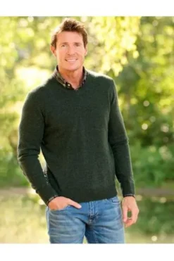 WELLINGTON OF BILMORE Lambswool V-Ausschnitt Pullover Jack forrest green