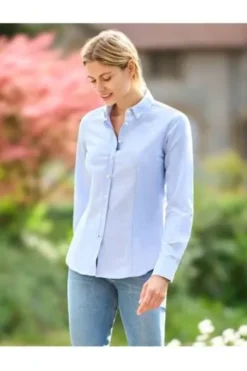 WELLINGTON OF BILMORE Oxford-Bluse Stella oxford blue mit Button-Down Kragen