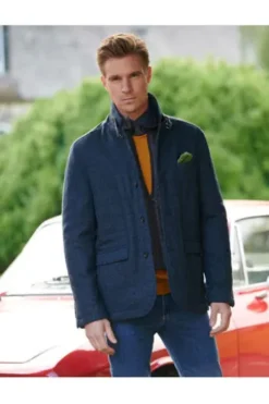 WELLINGTON OF BILMORE Tweed Jacke Austria blue herringbone