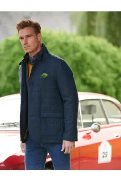WELLINGTON OF BILMORE Tweed Jacke Austria blue herringbone