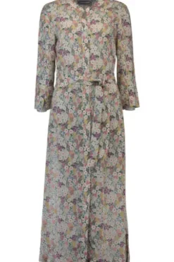 WHITE LABEL Kleid 3/4 Arm mit Blumenmuster beige