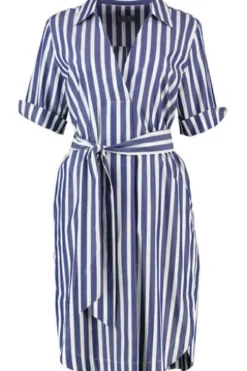 WHITE LABEL Kleid Blau-weiß gestreift Kurzarm