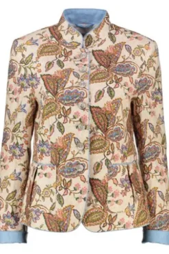 WHITE LABEL Leinen-Janker Beige-multicolour gemustert